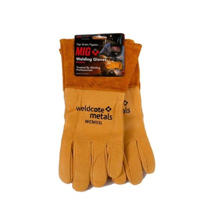 WELDCOTE Welding Glove Leather, Grain Pigskin/Split Cowhide Kevlar Thread X-L WCM55XL